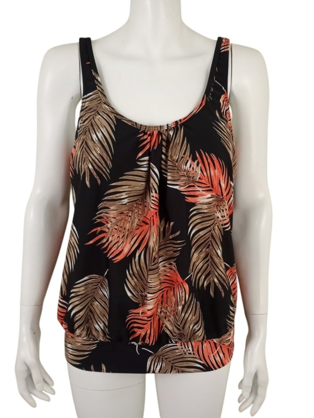 Lascana for Venus Tankini Top ONLY Built In Padded Bra Black Palm Leaf Print
